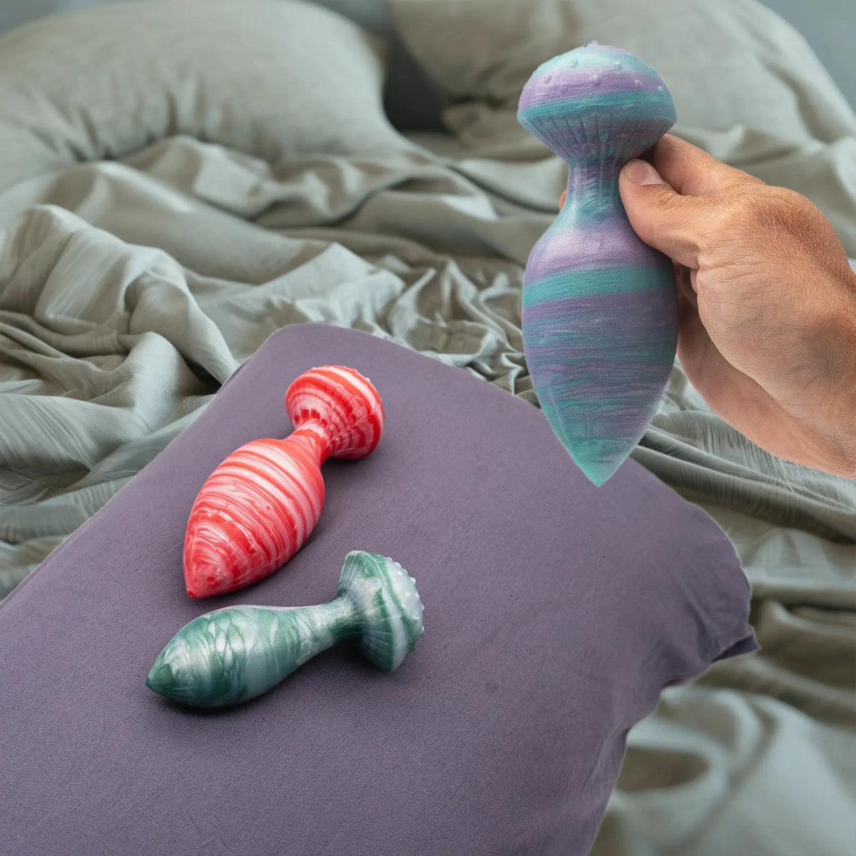 Muscaria Mushroom Anal Plug on pillow