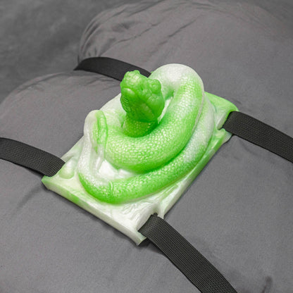 Nathara Snake Riding Sex Toy strapped to a pillow