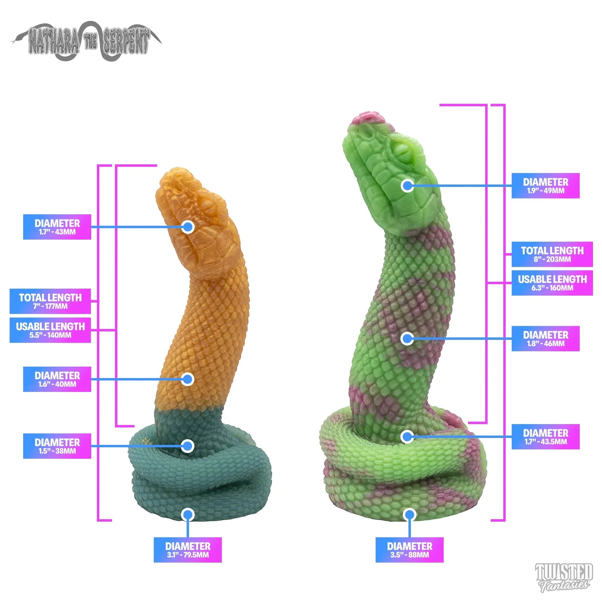 Nathara Snake Dildo Measurements