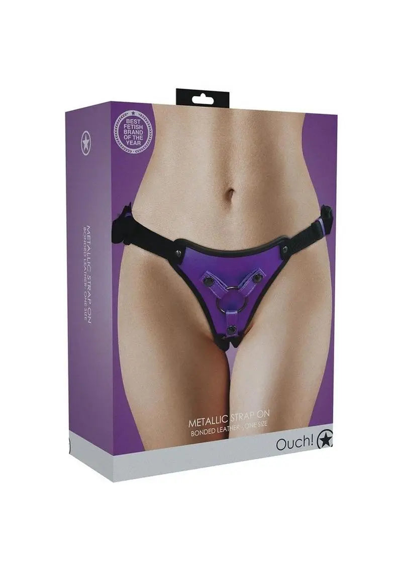 Ouch! Metallic Strap-On Harness Bonded Leather Shop Erotic