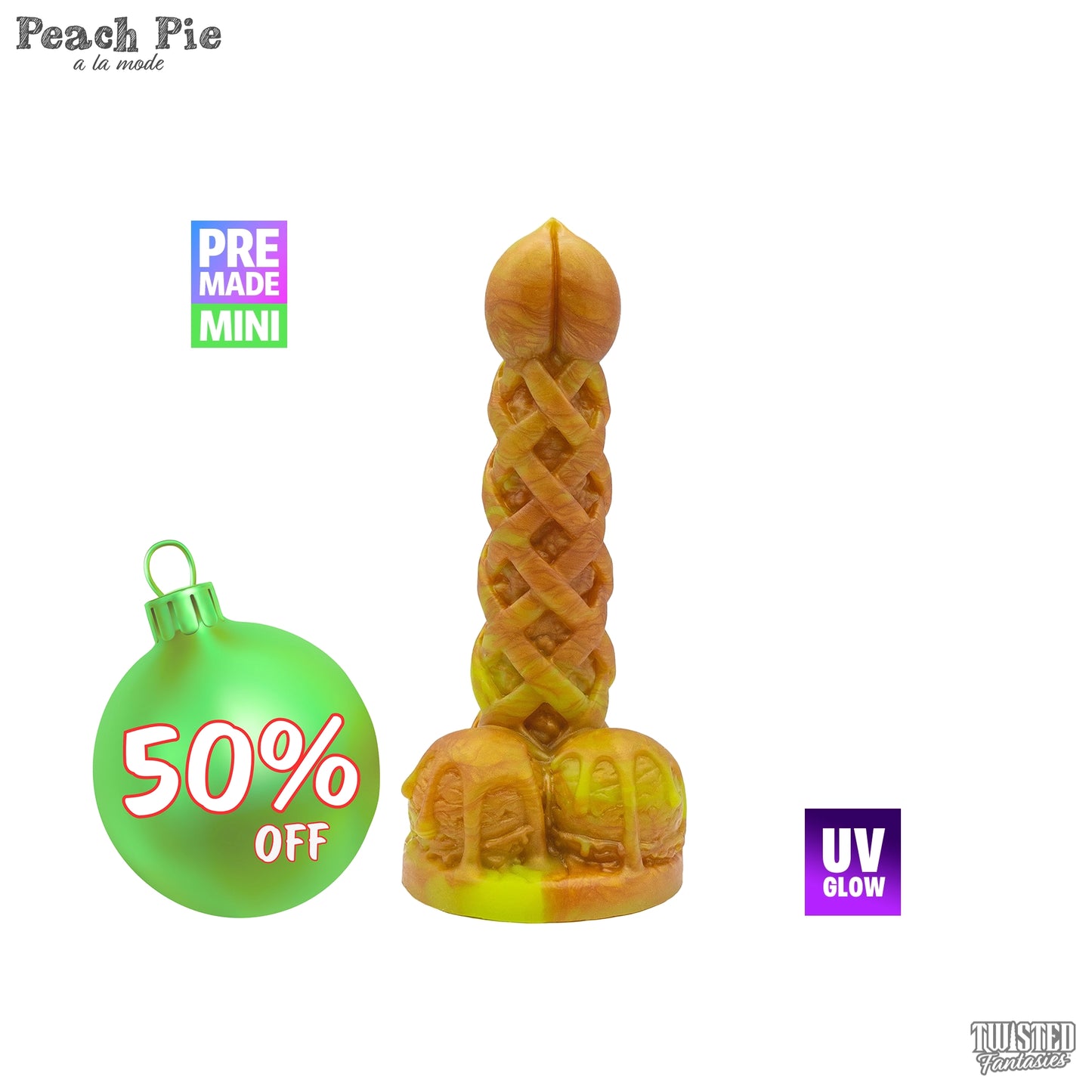 Premade Mini Peach Pie A La Mode Dildo- Medium - Suction Cup (UV)