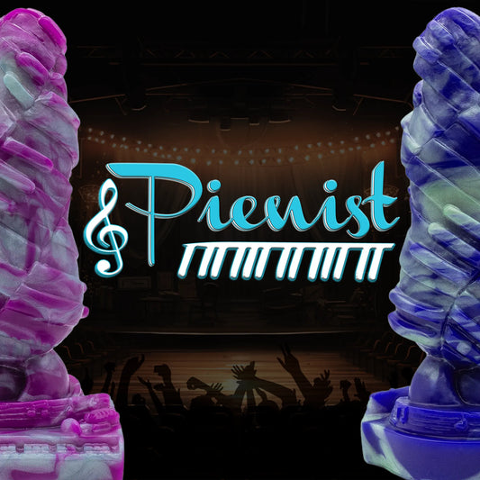 The Pienist is a piano-shaped thick tapered dildo.

Inspired by the size of a grand piano, this thick dildo was designed to play your body like a finely tuned instrument. With its thick rounded tip, adorned by varying textures and grooves, The Pienist gradually widens as you work your way down its gently knotted shaft.