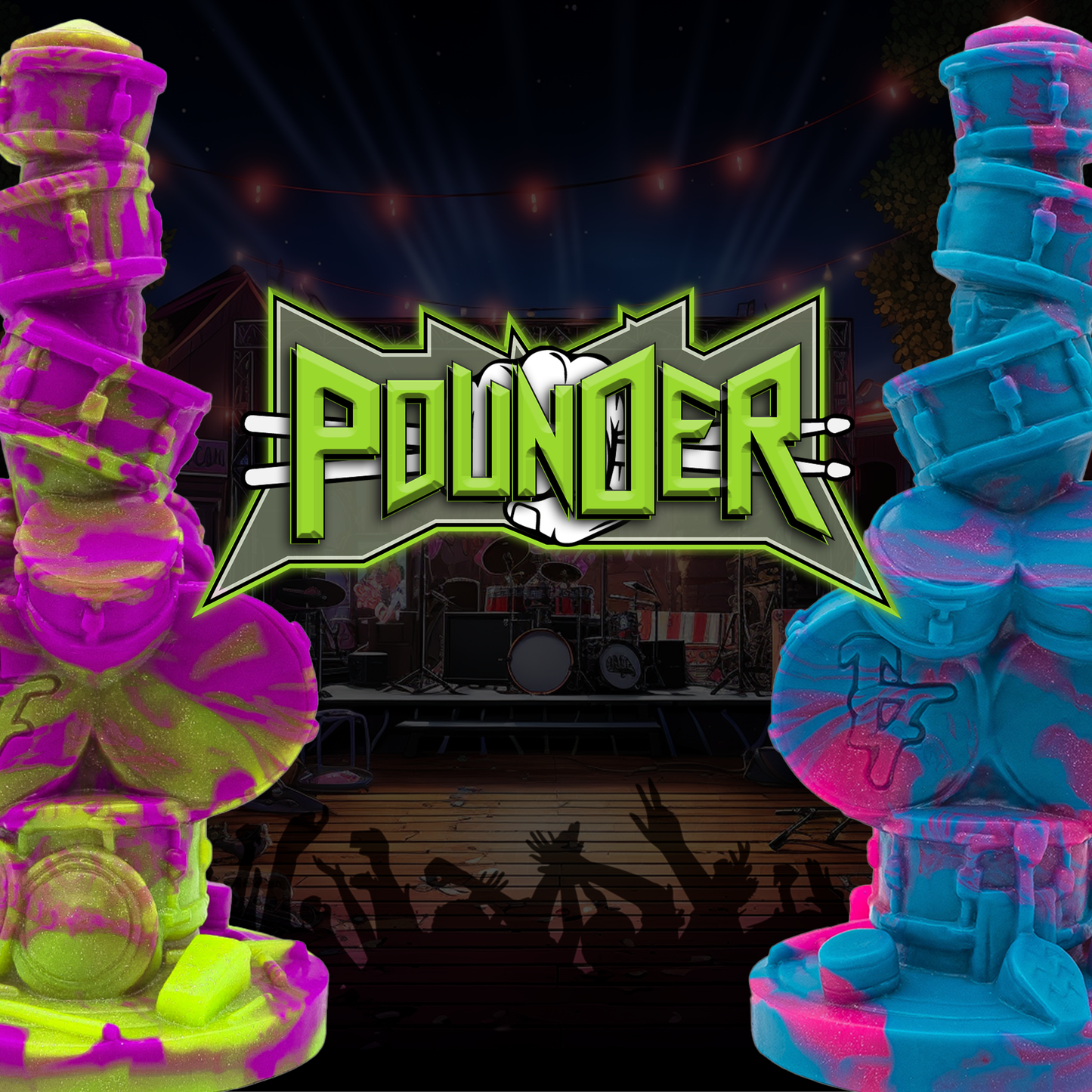 Pounder is a drum-shaped knotted dildo.

A knotted dildo crafted to hit all the right notes. Each curve is sculpted with intricate knots that gradually increase in size as you are filled with its full embrace, creating a rhythm that’ll leave you banging for more.