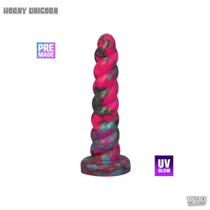 Premade Horny the Unicorn Dildo - Medium - Suction Cup (UV) Twisted Fantasies