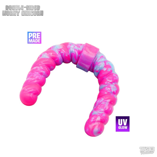 Premade Horny the Unicorn Double-Sided Dildo - Medium (UV) Twisted Fantasies