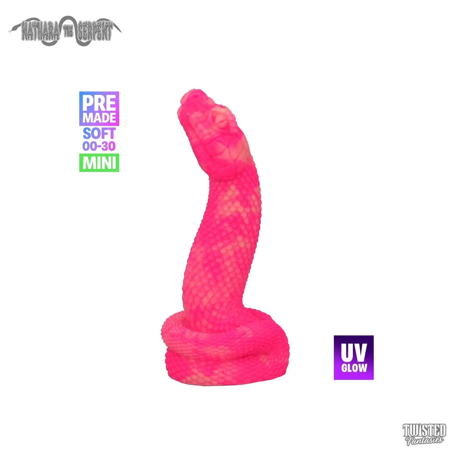 Premade Mini Nathara the Snake Dildo - Soft - Suction Cup (UV) Twisted Fantasies