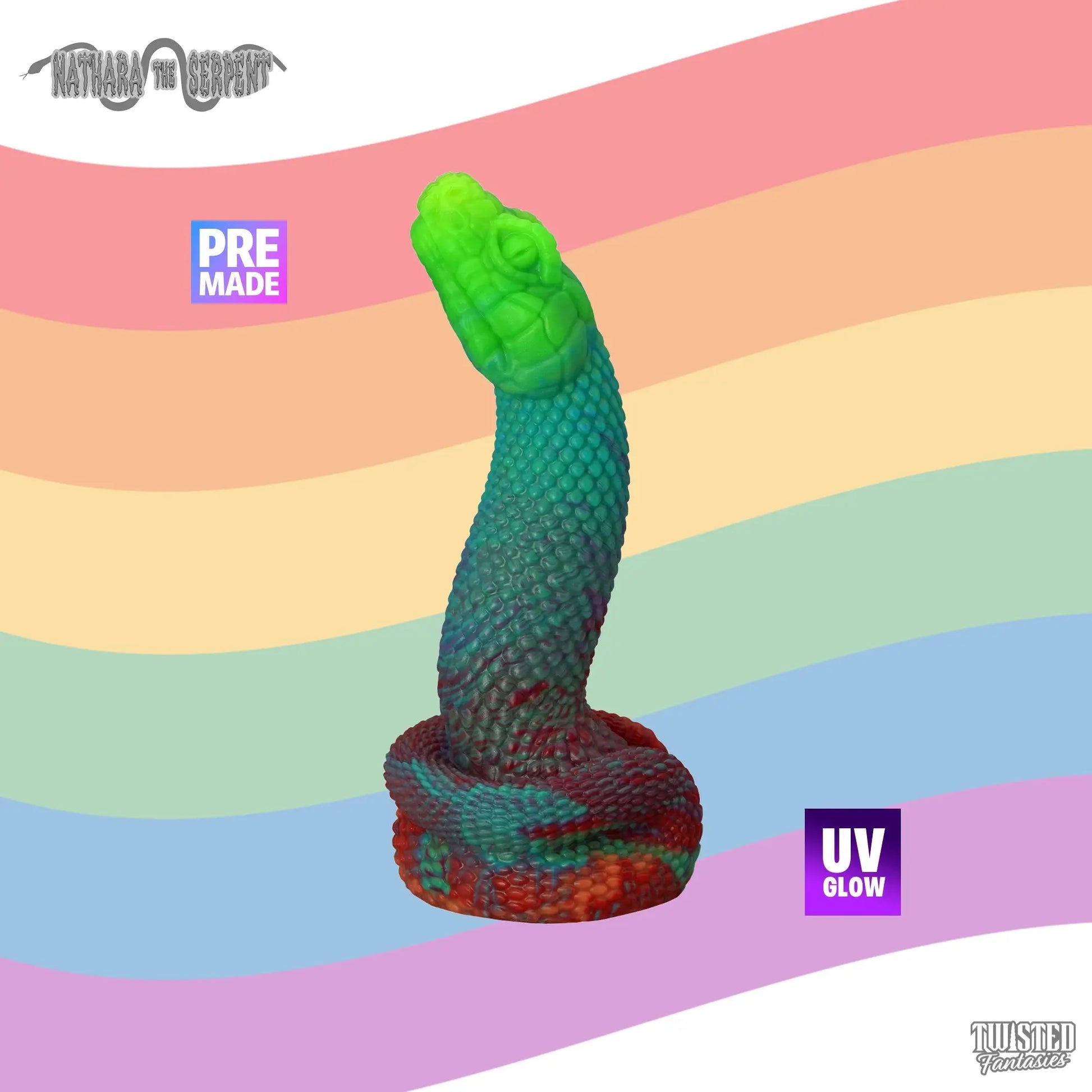 Premade Nathara the Snake Dildo - Medium - Suction Cup (UV) Twisted Fantasies