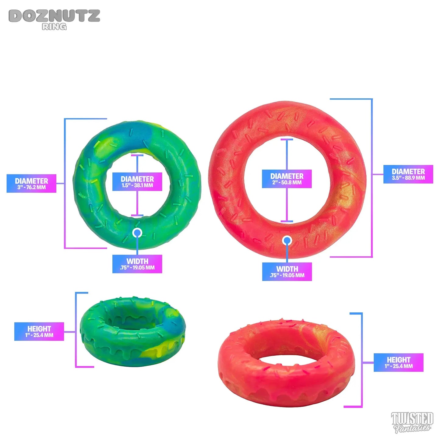 Doznutz Donut Cock Ring Measurements