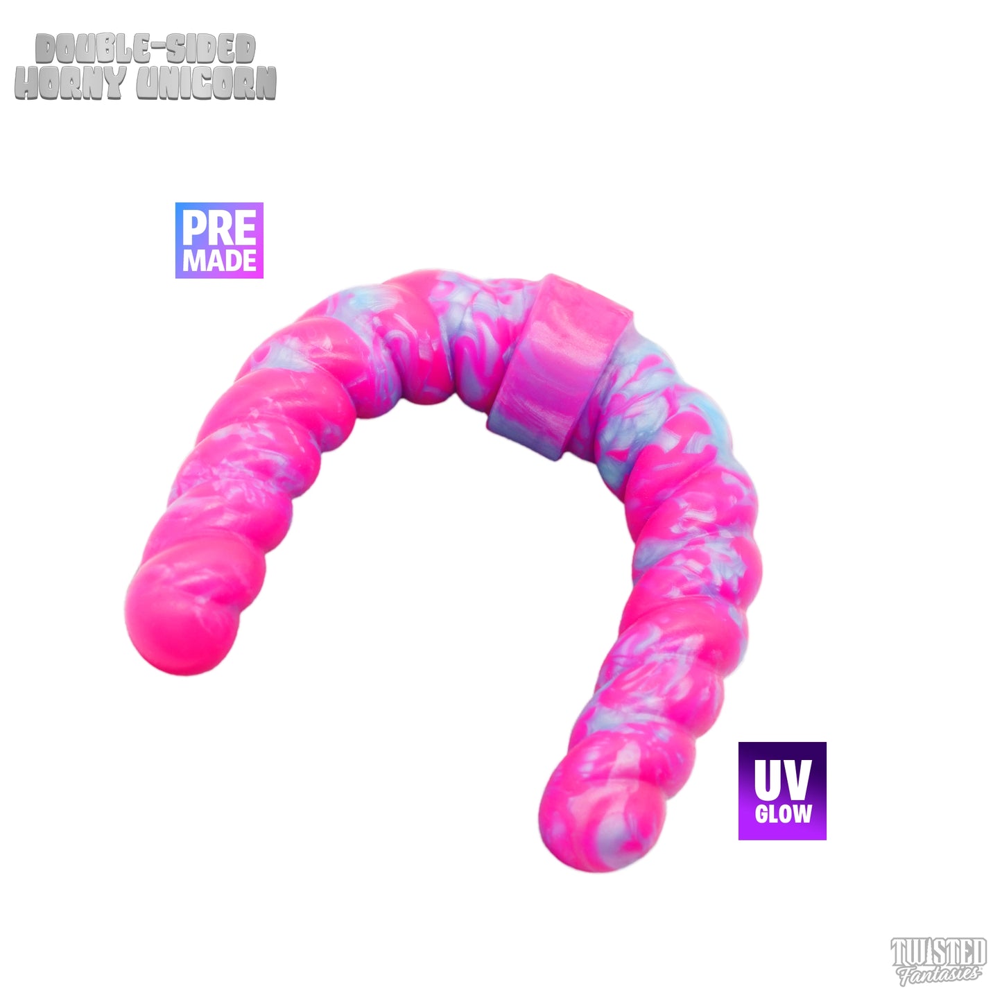 Premade Horny the Unicorn Double-Sided Dildo - Medium (UV)