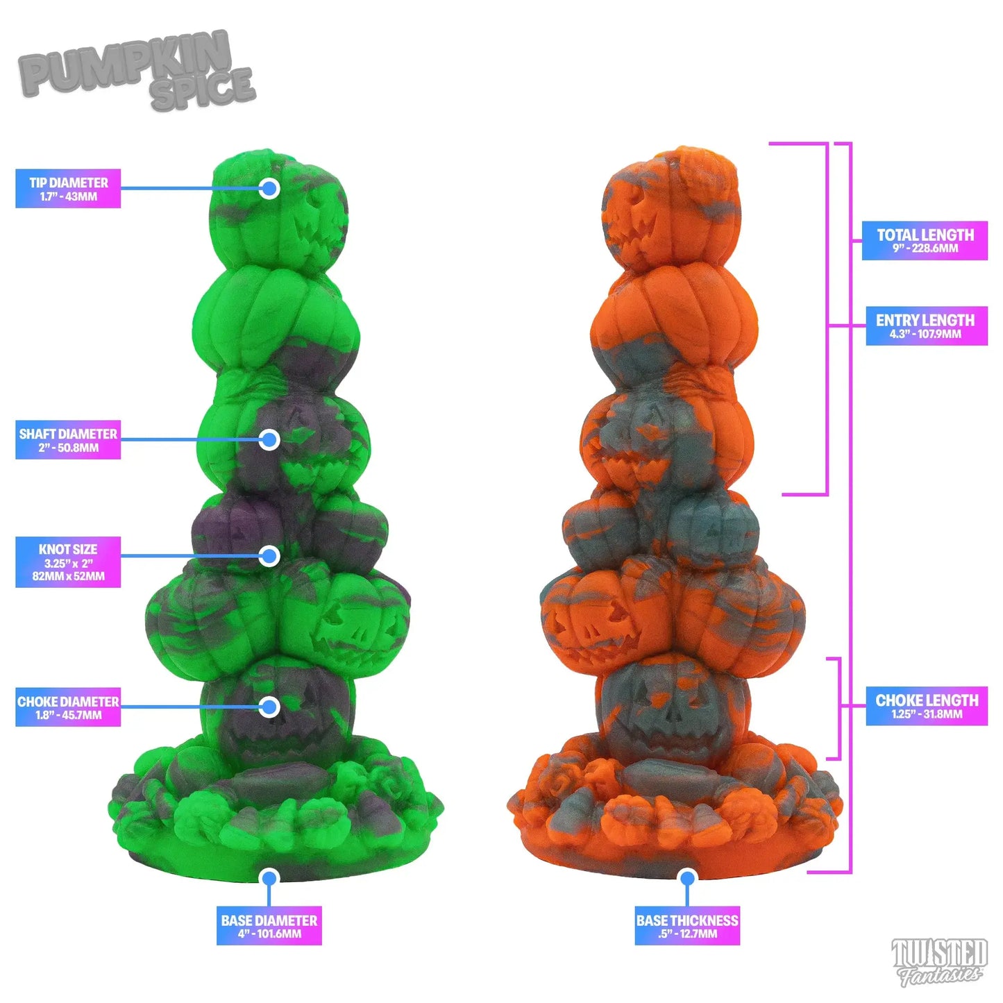 Pumpkin Spice Halloween Pumpkin Dildo measurements