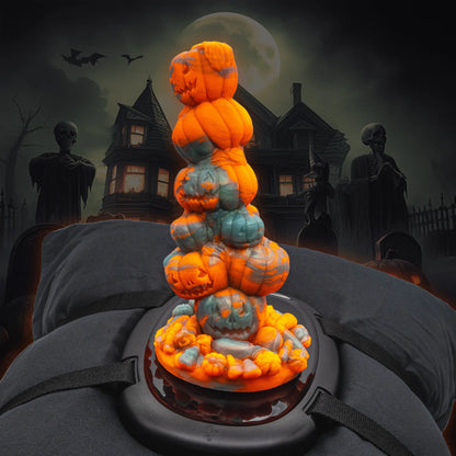 Pumpkin Spice Halloween Pumpkin Dildo on solo saddle