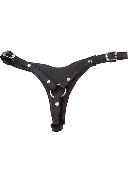 Rouge Leather Female Dildo Harness Adjustable Strap-On for Comfort Shop Erotic