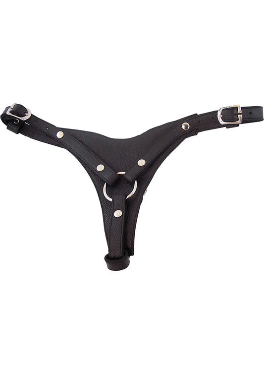 Rouge Leather Female Dildo Harness Adjustable Strap-On for Comfort Shop Erotic