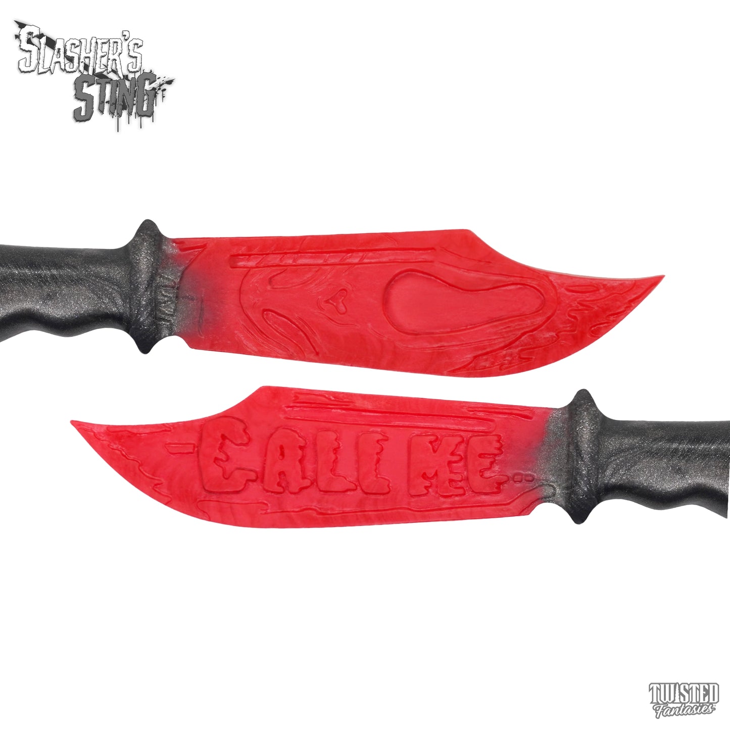 Horror Themed Sex Toy Scream Ghost Face Knife Paddle Red and Silver Fade
