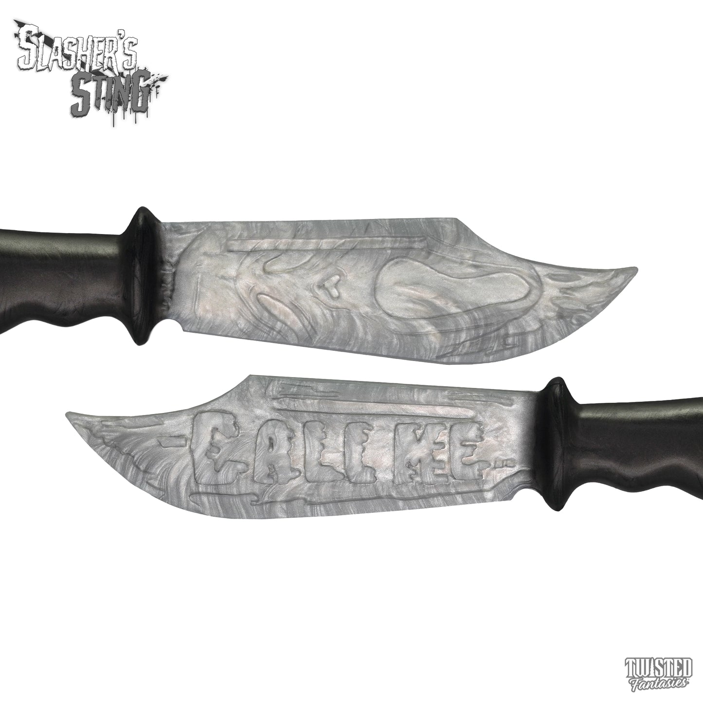 Horror Themed Sex Toy Scream Ghost Face Knife Paddle Silver and Black Fade