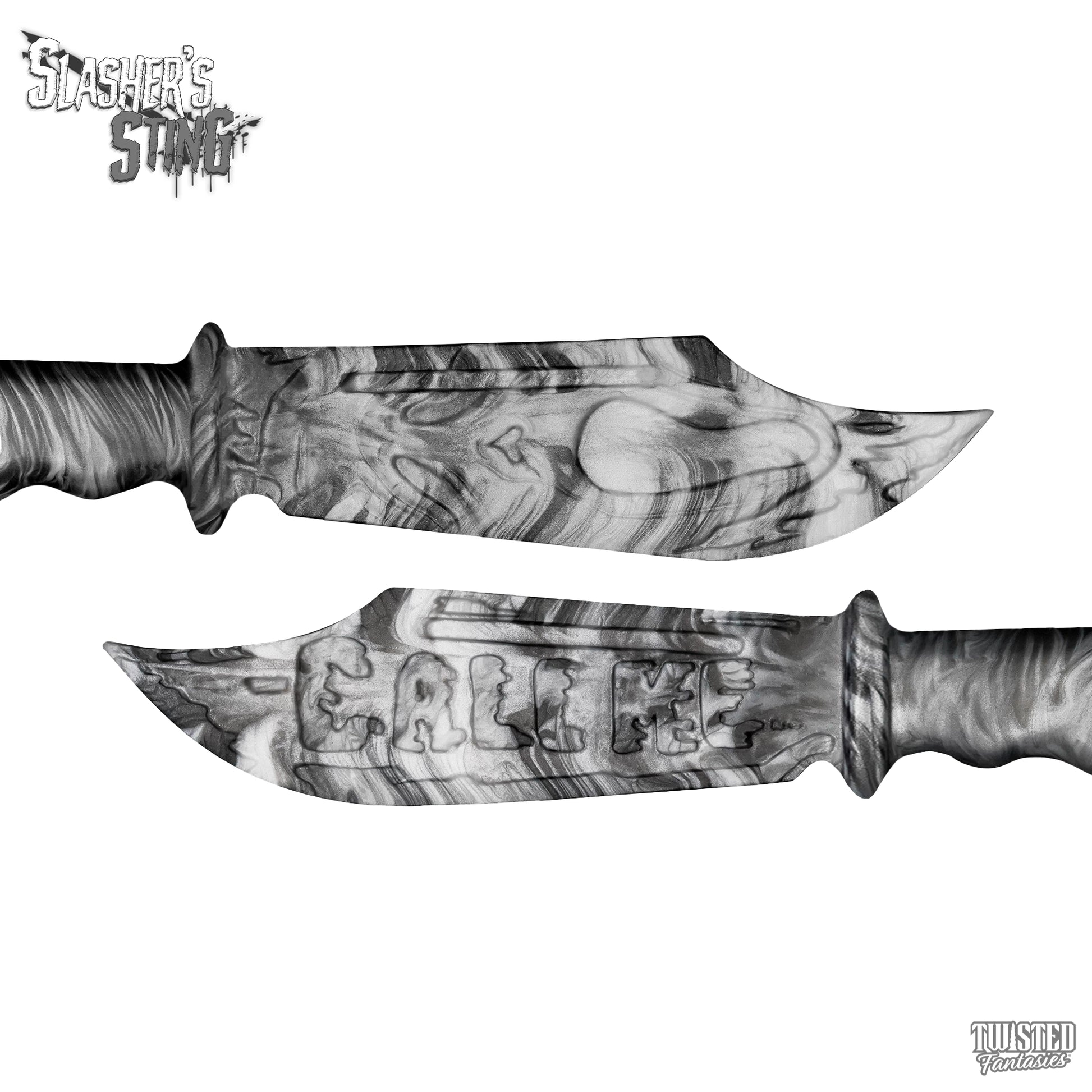 Horror Themed Sex Toy Scream Ghost Face Knife Paddle Black and White Marble