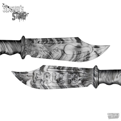 Horror Themed Sex Toy Scream Ghost Face Knife Paddle Black and White Marble