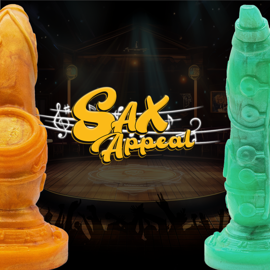 Sax Appeal is a saxophone-shaped curved dildo.

With its sleek, curved design, Sax Appeal starts with a tapered tip, gradually expanding to fill you with its textured, sensuous curves. Each ridge is meticulously crafted to stretch and fill as you glide into its full, satisfying base.