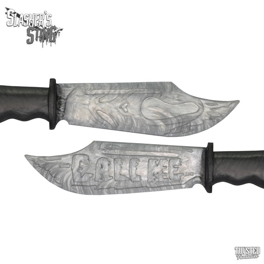 Horror Themed Sex Toy Scream Knife Paddle Silver and Black Fade