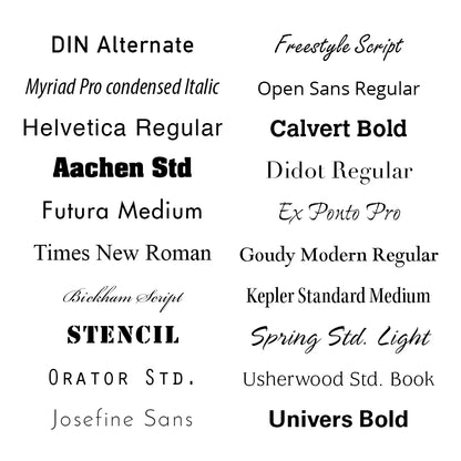 Font options for Solo Saddle Engraving