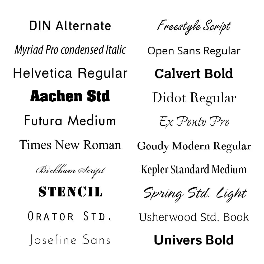 Font options for Solo Saddle Engraving