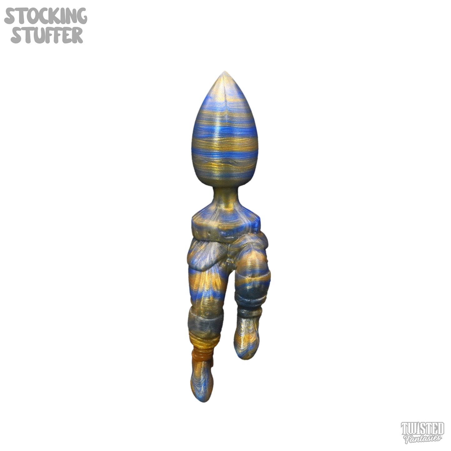 Santa Anal Toy Blue Gold Marble