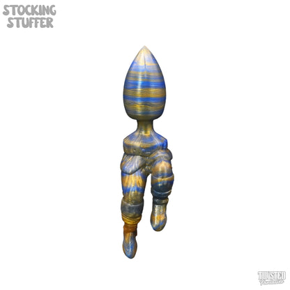 Santa Anal Toy Blue Gold Marble