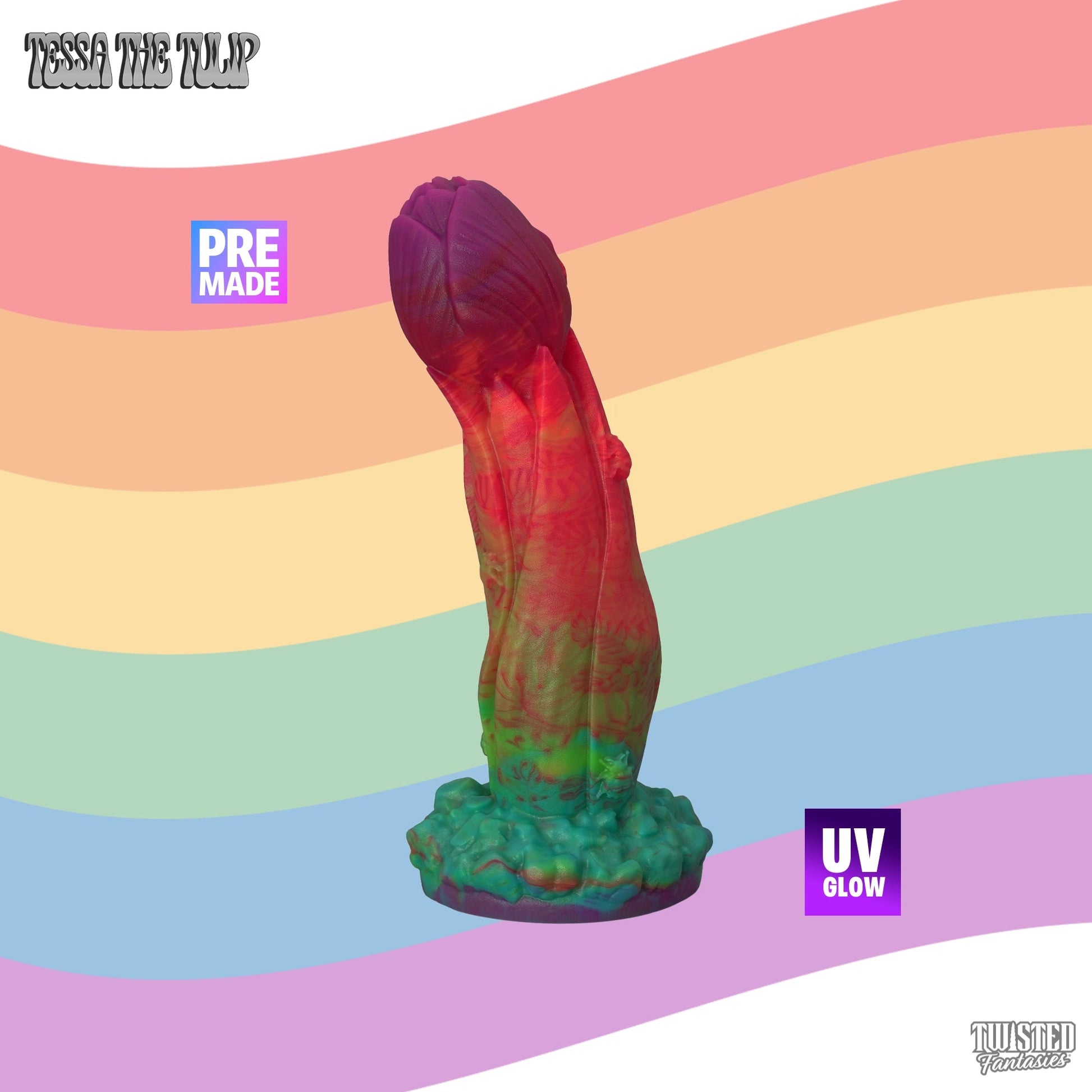 Premade Tessa the Tulip Dildo - Medium - Suction Cup (UV) Twisted Fantasies