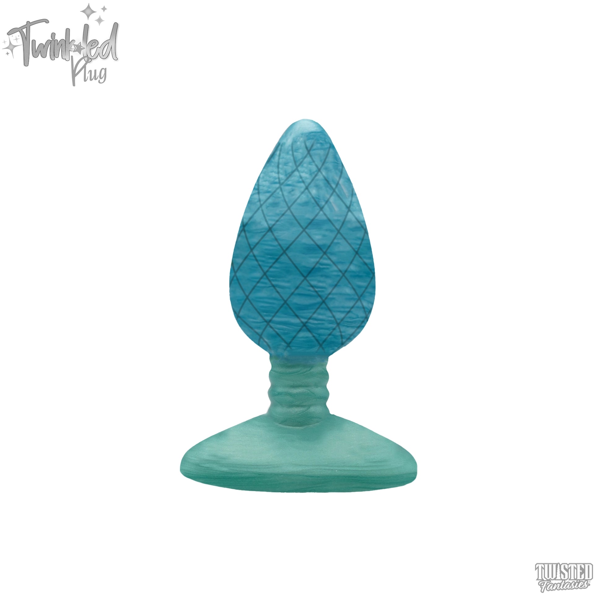 Twinkled Christmas Light Anal Toy in Electric Blue and Persian Green Fade with Cross Hatch Design