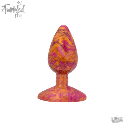 Twinkled Christmas Light Anal Toy in Deep Pink and Copper Marble with Cross Hatch Design
