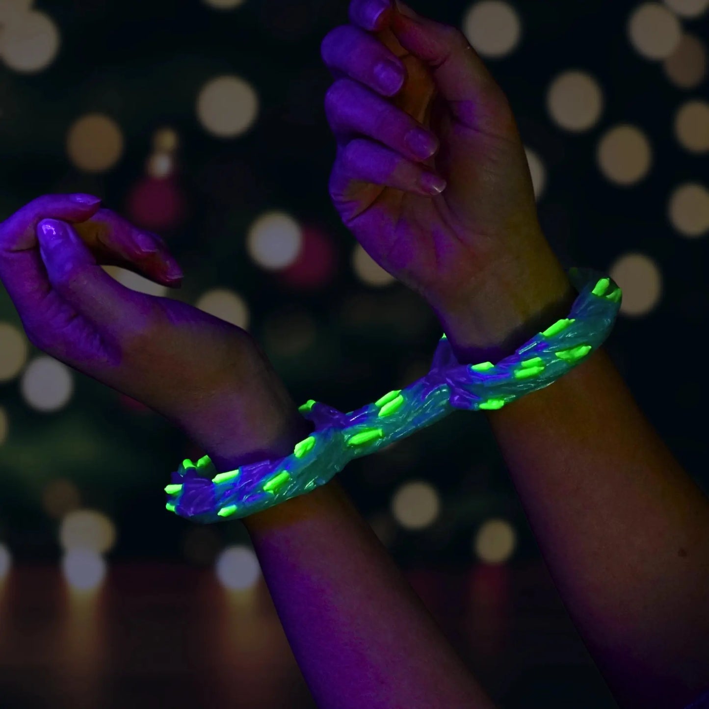 Christmas Lights Silicone Handcuffs on Wrists