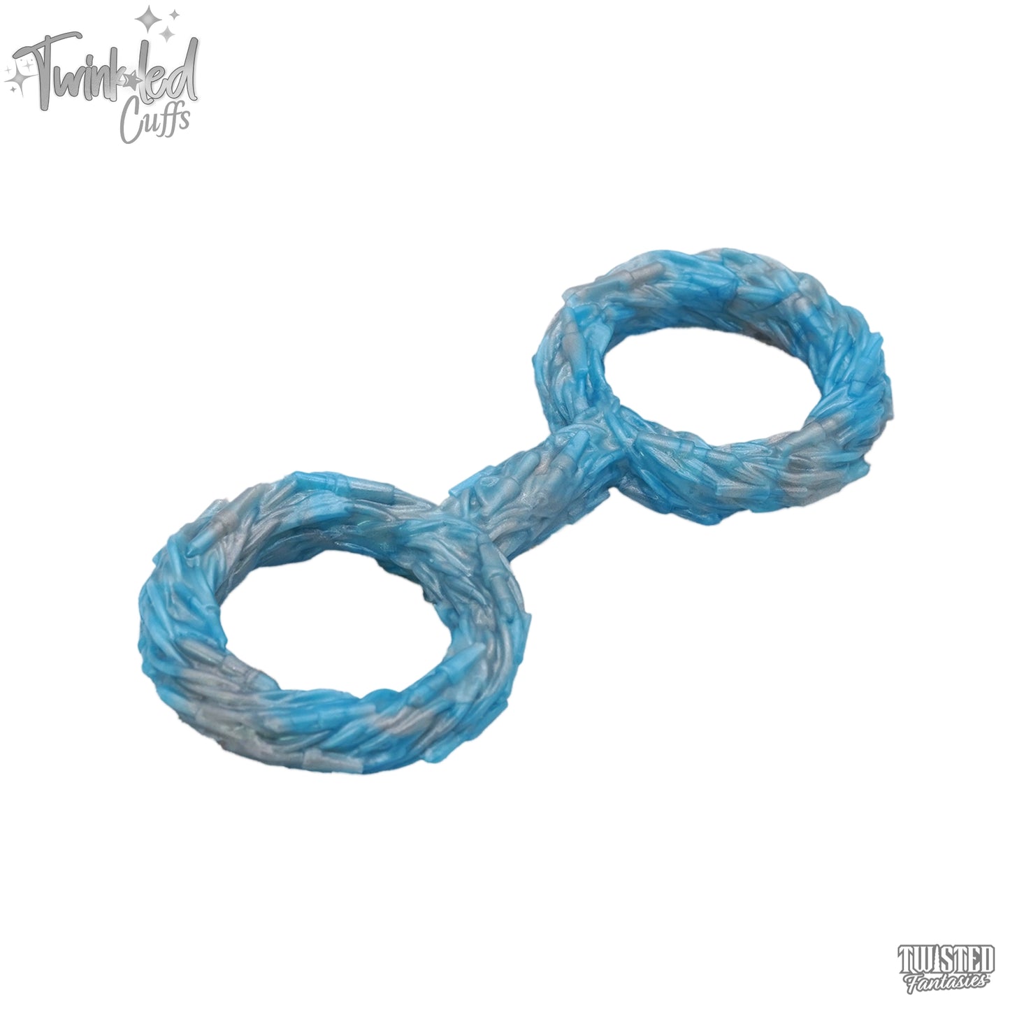 Christmas Lights Silicone Handcuffs Blue Silver Marble