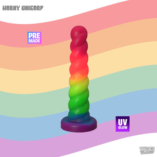 Premade Horny the Unicorn Dildo - Medium - Suction Cup (UV) Twisted Fantasies