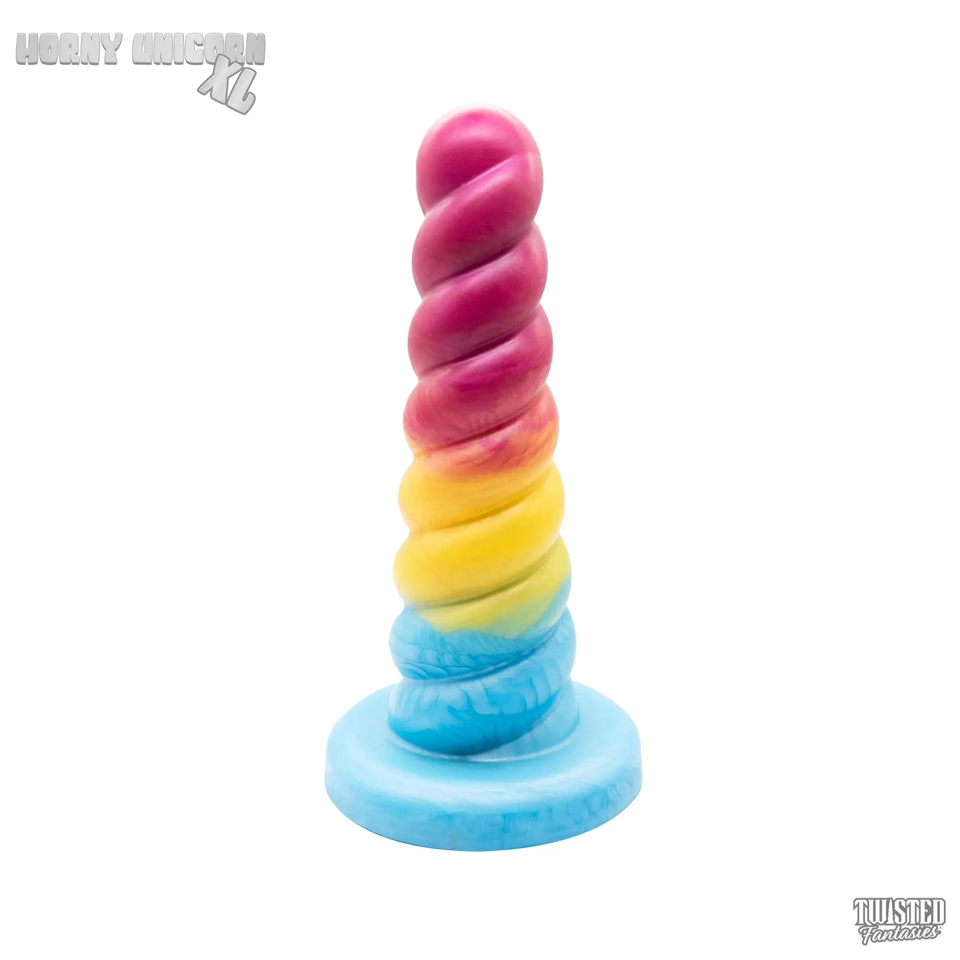 Extra Large Horny Unicorn Horn Dildo Pink, yellow, blue fade