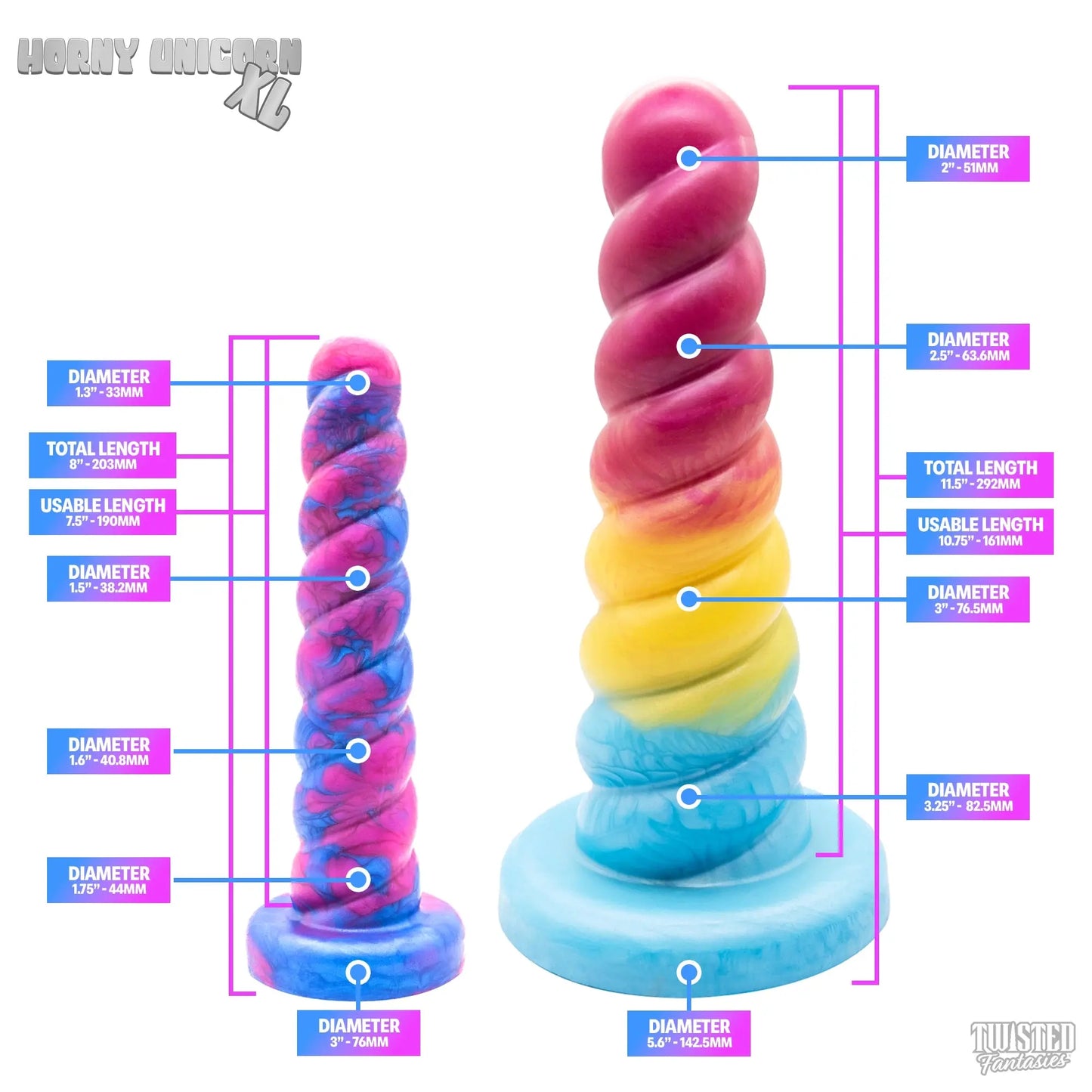 Extra Large Horny Unicorn Horn Dildo Measurements 