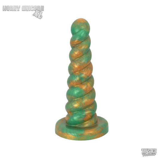 Extra Large Horny Unicorn Horn Dildo green, copper marble