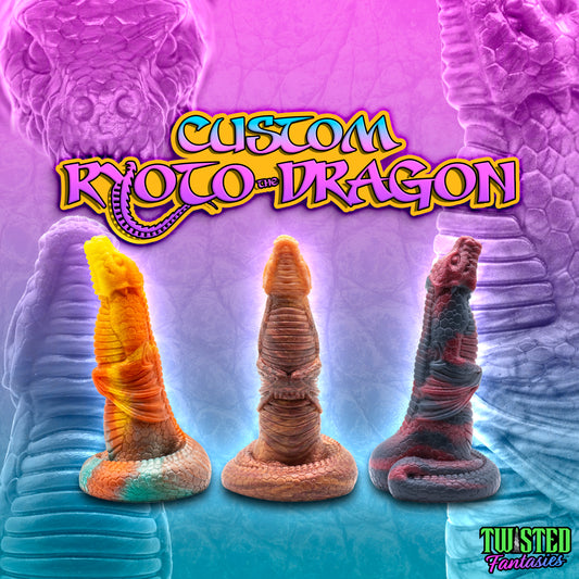 RYOTO is a dragon dildo. This dragon dildo features a dragon-shaped head, slightly angled, the shaft is adorned with textures, and gets thicker the deeper it plunges. This dragon dildo has small wings that wrap around its body. 