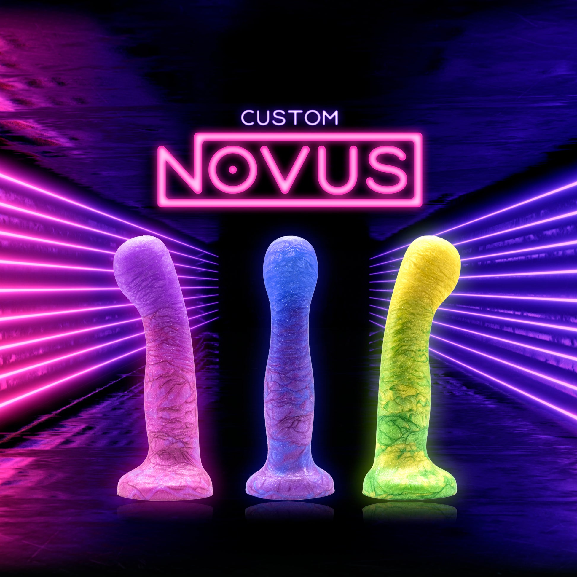 NOVUS is a fantasy dildo with a sleek, yet futuristic design. This fantasy dildo features a bulbous rounded tip that gradually contours into a thinner upper shaft, before flaring out into a gentle knot.