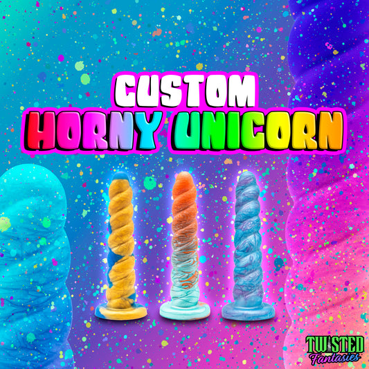 A fantasy-themed dildo. CUSTOM Unicorn horn dildo. Twisted Fantasies. 